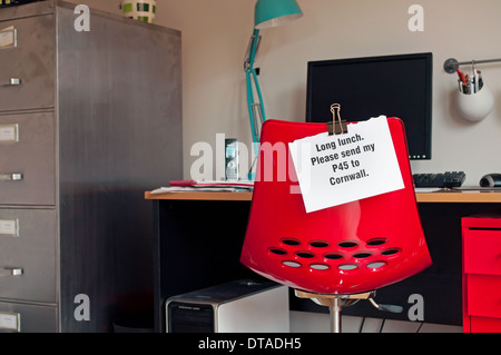 Lunga pausa pranzo. Le richieste dei lavoratori P45 da inviare alla Cornovaglia Foto Stock