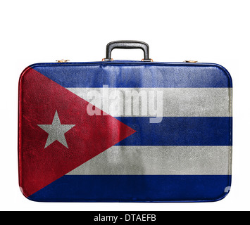 Vintage borsa da viaggio con la bandiera di Cuba Foto Stock