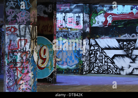 Arte dei Graffiti a Southbank, Londra. Foto Stock