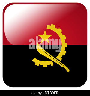 Icona lucido con bandiera di Angola Foto Stock