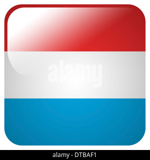 Icona lucida con la bandiera del Lussemburgo Foto Stock