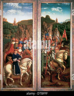 Arte Gotica. L adorazione dell'Agnello mistico di Jan van Eyck (c.1390-c.1441), 1430-32. Solo i giudici e i cavalieri di Cristo. Foto Stock