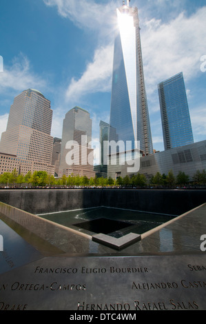 Il 9/11 World Trade Center omaggio nella città di New York STATI UNITI D'AMERICA Foto Stock