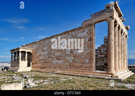 L'Erechtheion (421 a.C.) sull'Acropoli di Atene, Grecia Foto Stock