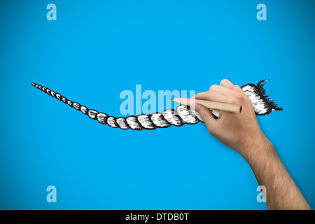 Immagine composita della mano che tiene una matita Foto Stock