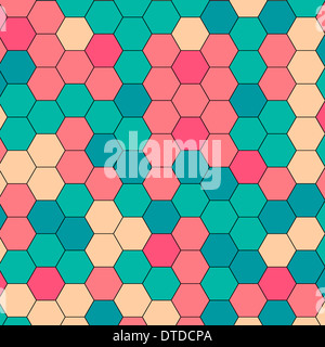 Abstract retrò colorato esagono geometrica Foto Stock