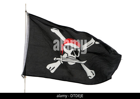 Bandiera pirata nel vento Foto Stock