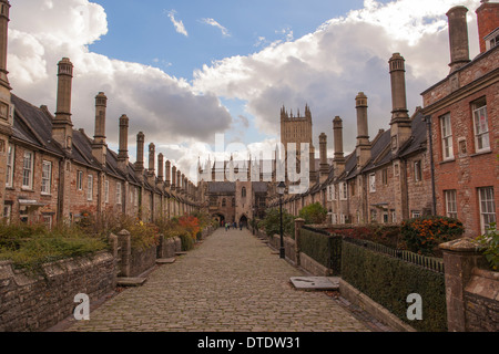 Cattedrale di Wells e Vicarage England Regno Unito Foto Stock