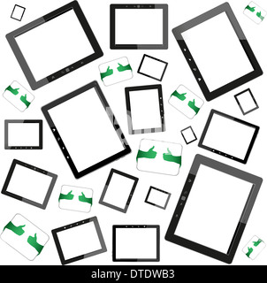 Set di tablet Pc con schermo bianco su sfondo bianco Foto Stock