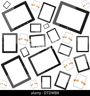 Set di tablet Pc con schermo bianco su sfondo bianco Foto Stock