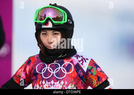 Sochi, Russia. 16 feb 2014. Yuka Fujimori (JPN) Snowboard : donna Snowboard Cross che semina a 'ROSA KHUTOR' Extreme Park durante il Sochi 2014 Giochi Olimpici Invernali a Sochi, Russia . Credito: YUTAKA AFLO/sport/Alamy Live News Foto Stock