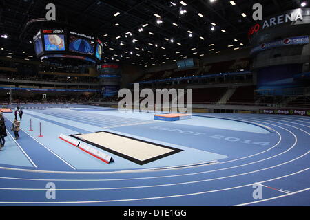 Sopot, Polonia 16th, Febbraio 2014 Nuova pista di atletica a ERGO palazzetto dello sport è pronta per la IAAF Campionati Mondiali indoor Sopot 2014. Campionati inizia il 7 marzo 2014. Foto Stock