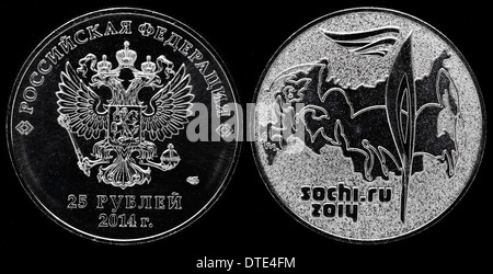 25 rubli coin, Sochi Giochi Olimpici Invernali, Russia, 2014 Foto Stock