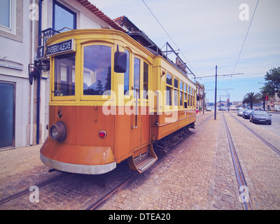 Passeio Alegre numero 1 fermata di tram andando lungo il fiume Douro a Porto, Portogallo Foto Stock