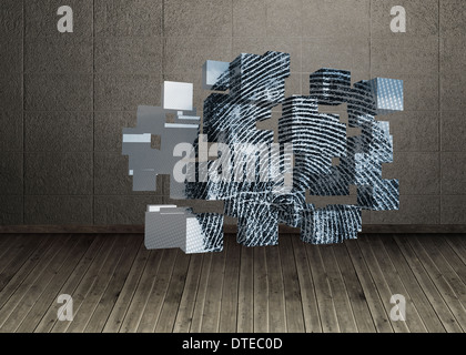 Immagine composita di impronte digitali sulla schermata astratto Foto Stock