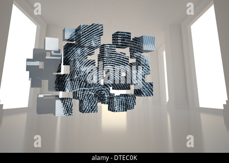 Immagine composita di impronte digitali sulla schermata astratto Foto Stock