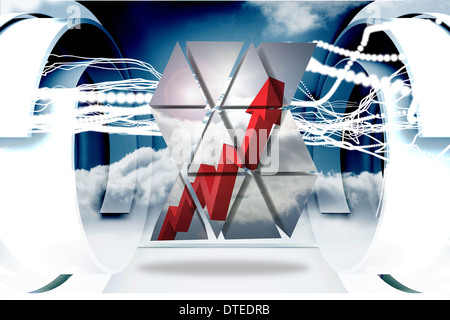 Immagine composita della freccia rossa sulla schermata astratto Foto Stock