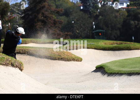 Los Angeles, California, USA. 16 feb 2014. 16/02/14 Pacific Palisades, CA: Jason Allred durante il round finale del Northern Trust Open svoltasi al Riviera Country Club. Credito: Michael Zito/eclipse/ZUMAPRESS.com/Alamy Live News Foto Stock