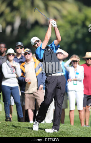 Los Angeles, California, USA. 16 feb 2014. 16/02/14 Pacific Palisades, CA: Jason Allred durante il round finale del Northern Trust Open, tenutasi a Riviera Country Club Credito: Michael Zito/eclipse/ZUMAPRESS.com/Alamy Live News Foto Stock