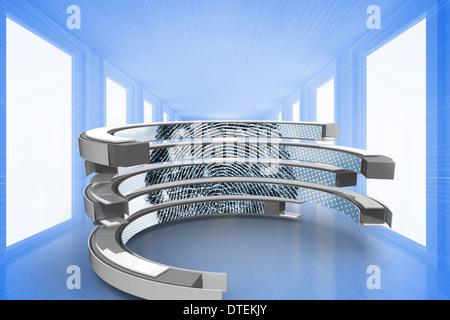 Immagine composita di impronte digitali sulla schermata astratto Foto Stock