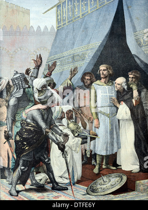 Il re Luigi IX o Saint Louis IX Santa Cattolica & Re di Francia (1214-1270) a Gerusalemme durante la settima crociata (c1248) Foto Stock