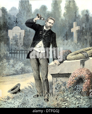 Georges Boulanger (1837-1891) francese generale e uomo politico di suicidarsi con la pistola nel cimitero di Ixelles Bruxelles Belgio Foto Stock