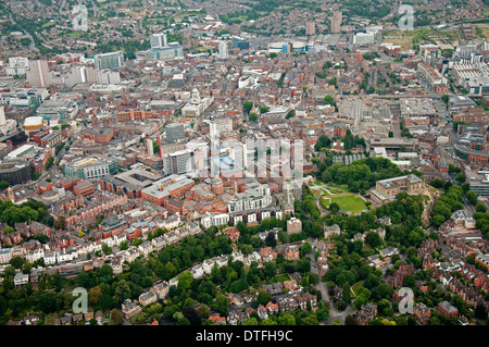 Ripresa aerea della città di Nottingham, Nottinghamshire REGNO UNITO Foto Stock