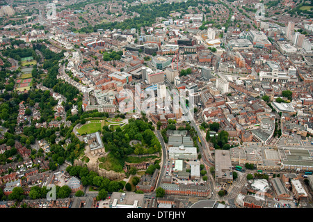 Ripresa aerea della città di Nottingham, Nottinghamshire REGNO UNITO Foto Stock