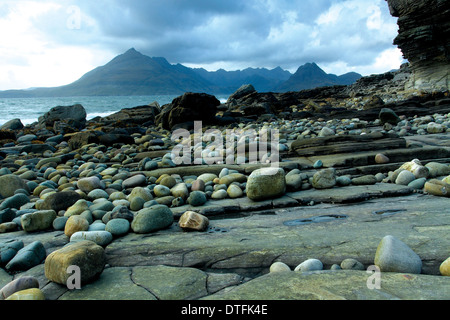 Il Black Cuillin e Loch Scavaig da Elgol, Isola di Skye, Ebridi Interne, Highland Foto Stock