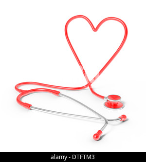 A forma di cuore ad uno stetoscopio- concetto di cardiologia Foto Stock