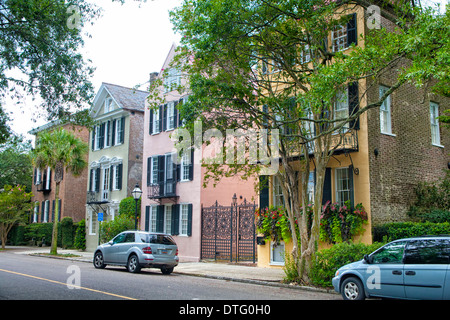 Palazzi storici in Charleston, Carolina del Sud Foto Stock