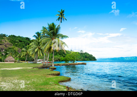 Kioa remota isola nelle isole Figi è una comunità polinesiano che accoglie i turisti e i viaggiatori d'estate Foto Stock