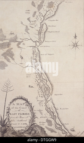 Viaggi mappa della costa orientale della Florida Foto Stock