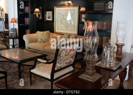 Fine decorazione all'interno il Royal Livingstone Hotel. Il Royal Livingstone è un tranquillo e grazioso rifugio dal caldo Foto Stock