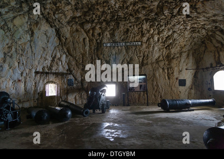 St George's Hall, Great Siege Tunnels, Riserva Naturale della Rocca Superiore, Rocca di Gibilterra, British Overseas Territorio di Gibilterra Foto Stock