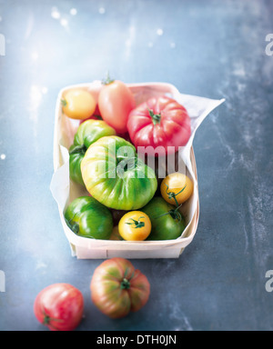 Diverse varietà di pomodori Foto Stock