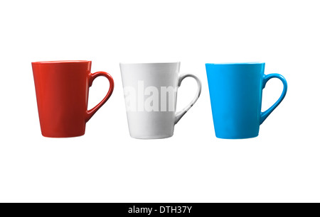 Rosso, bianco e blu tazze. Foto Stock