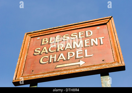 Segno per la cappella del Santissimo Sacramento Foto Stock