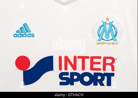 Close up Olympique De Marseille football kit squadra Foto Stock