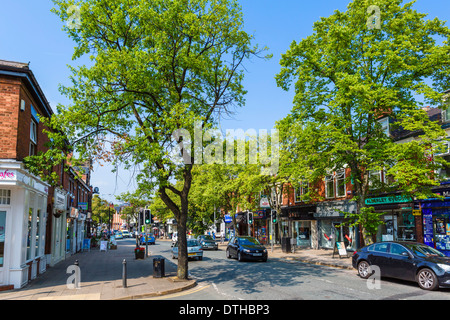 I negozi di High Street ( Londra ) su strada nel centro del villaggio, Alderley Edge, Cheshire, Inghilterra, Regno Unito Foto Stock