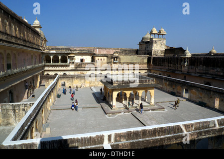 Cortile interno, Ambra Fort nr Jaipur, Rajasthan, India Foto Stock