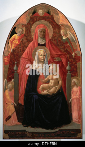 Masaccio (1401-1428). La Madonna con il Bambino e Sant'Anna, probabilmente in collaborazione con Masolino da Panicale. Foto Stock