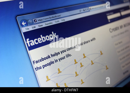 Facebook login page Foto Stock