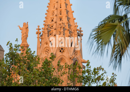 Dettaglio del XIII secolo cattedrale gotica di Palma di Maiorca. Isole Baleari, Spagna Foto Stock