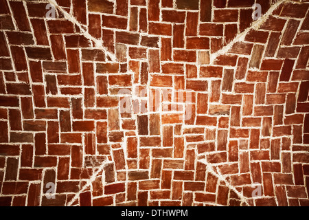 Età weathered muro di mattoni in background Foto Stock