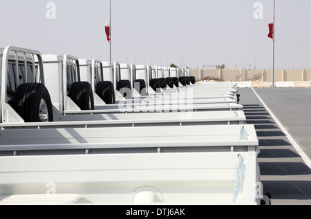 Fila di nuovo di zecca pick-up in Qatar nel Medio Oriente Foto Stock