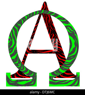 La alfa omega lettere dall'alfabeto greco. Foto Stock
