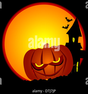 Il male della zucca di Halloween scena, facilmente modificati, non si affievolisce o maglie, font originale, Foto Stock