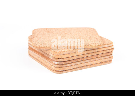Coasters isolati su sfondo bianco Foto Stock