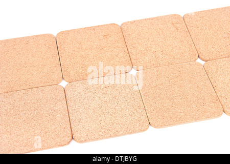 Coasters isolati su sfondo bianco Foto Stock
